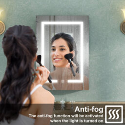 AVER-GROWTH Led Bathroom Mirror Cabinet 3 Colour Lights Dimmable Socket Demister Pad Touch/wall Switch Wall Mounted Cupboard Grey 40X70Cm - thumbnail 4
