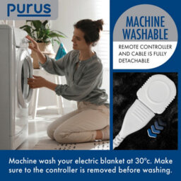 Purus Deluxe Black Electric Throw Heated Double Over Blanket Soft Fleece 9 Heat & 12 Timer Settings - thumbnail 6