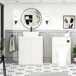 Royal Bathrooms Royal Bathroom Elmore 700mm Classic White Freestanding Countertop Bathroom Vanity Unit 2 Door With Cube Basin - thumbnail 5