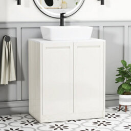 Royal Bathrooms Royal Bathroom Elmore 700mm Classic White Freestanding Countertop Bathroom Vanity Unit 2 Door With Cube Basin - thumbnail 1