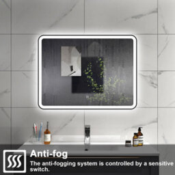 Sline 800X600mm Bathroom Led Mirror With 3-Colour Light Modes Memory Function Demister Pad Black Metal Frame - thumbnail 4