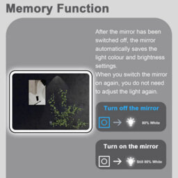 Sline 800X600mm Bathroom Led Mirror With 3-Colour Light Modes Memory Function Demister Pad Black Metal Frame - thumbnail 6