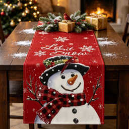 CLEFFNS Snowman Snowflake Christmas Table Runner Kitchen Dining Xmas Table Decoration Winter Holiday For Home Party Indoor 13X72 Inch - thumbnail 1