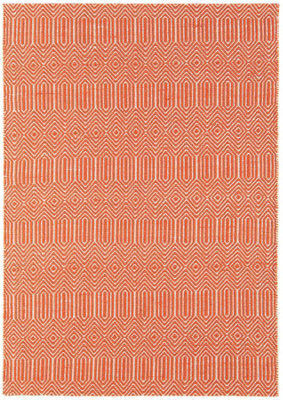Modern Rug, Handmade Wool Rug For Living Room, Easy To Clean Cotton Geometric Rug, 4mm Thick Orange Rug-120Cm X 170Cm