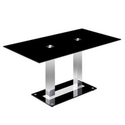 Furniture in Fashion Jet Large Black Glass Dining Table With Chrome Supports - thumbnail 4