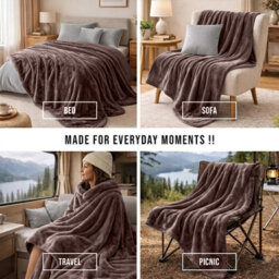 Moonlight Bedding Fleece Blanket Soft Throw Lightweight All Season Sofa, Bed & Travel Blanket Single (Coffee, 130X150Cm) - thumbnail 4