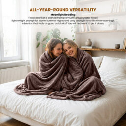 Moonlight Bedding Fleece Blanket Soft Throw Lightweight All Season Sofa, Bed & Travel Blanket Single (Coffee, 130X150Cm) - thumbnail 3