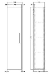 Hudson Reed Juno Wall Hung Tall Storage Cabinet With Soft Close Door, Autumn Oak, 1433 X 350 mm - thumbnail 3