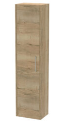 Hudson Reed Juno Wall Hung Tall Storage Cabinet With Soft Close Door, Autumn Oak, 1433 X 350 mm - thumbnail 1
