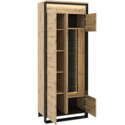 Arte Stylish Quant 03 Tall Display Cabinet (H)1950mm X (W)760mm X (D)410mm With Led Lighting And Glass Shelves - thumbnail 2