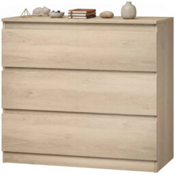 Chest, 3-Drawer Storage Organiser Unit For Bedroom, Living Room, Oak - thumbnail 1