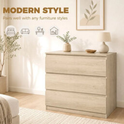 Chest, 3-Drawer Storage Organiser Unit For Bedroom, Living Room, Oak - thumbnail 5