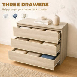 Chest, 3-Drawer Storage Organiser Unit For Bedroom, Living Room, Oak - thumbnail 6