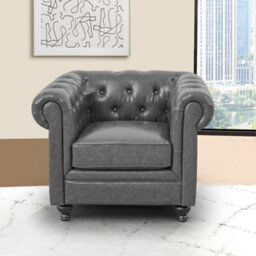 Furniture in Fashion Hertford Chesterfield Faux Leather 1 Seater Sofa In Vintage Grey - thumbnail 3