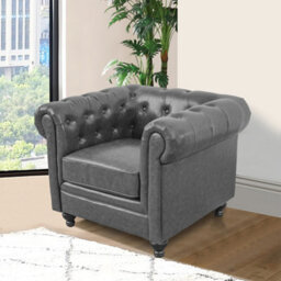 Furniture in Fashion Hertford Chesterfield Faux Leather 1 Seater Sofa In Vintage Grey - thumbnail 2