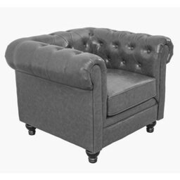 Furniture in Fashion Hertford Chesterfield Faux Leather 1 Seater Sofa In Vintage Grey - thumbnail 4