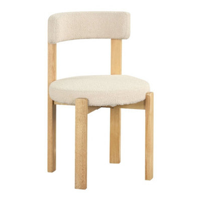 2 Modern Dining Chairs With Curved Backrest Teddy Fleece Side Chairs For Kitchen - image 1