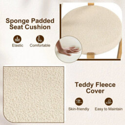 2 Modern Dining Chairs With Curved Backrest Teddy Fleece Side Chairs For Kitchen - thumbnail 5