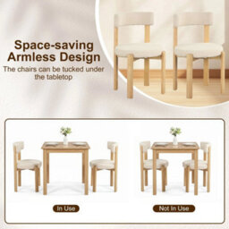 2 Modern Dining Chairs With Curved Backrest Teddy Fleece Side Chairs For Kitchen - thumbnail 6
