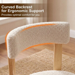 2 Modern Dining Chairs With Curved Backrest Teddy Fleece Side Chairs For Kitchen - thumbnail 4