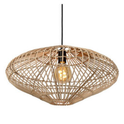 Lucide Magali Scandinavian Rattan Pendant Light 56Cm - 1Xe27 - Light Wood - thumbnail 7