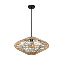 Lucide Magali Scandinavian Rattan Pendant Light 56Cm - 1Xe27 - Light Wood - thumbnail 3