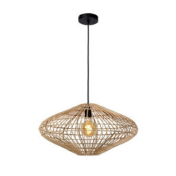 Lucide Magali Scandinavian Rattan Pendant Light 56Cm - 1Xe27 - Light Wood - thumbnail 2