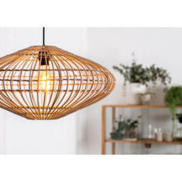 Lucide Magali Scandinavian Rattan Pendant Light 56Cm - 1Xe27 - Light Wood - thumbnail 5