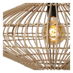 Lucide Magali Scandinavian Rattan Pendant Light 56Cm - 1Xe27 - Light Wood - thumbnail 8