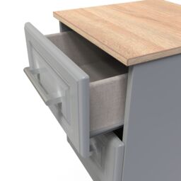 Sevilla Ready Assembled Matt Dark Grey Light Oak Effect 2 Drawer Bedside Chest (H)505mm (W)395mm (D)415mm - thumbnail 5