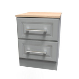 Sevilla Ready Assembled Matt Dark Grey Light Oak Effect 2 Drawer Bedside Chest (H)505mm (W)395mm (D)415mm - thumbnail 1