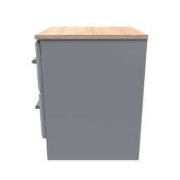 Sevilla Ready Assembled Matt Dark Grey Light Oak Effect 2 Drawer Bedside Chest (H)505mm (W)395mm (D)415mm - thumbnail 6