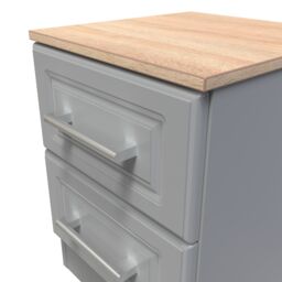 Sevilla Ready Assembled Matt Dark Grey Light Oak Effect 2 Drawer Bedside Chest (H)505mm (W)395mm (D)415mm - thumbnail 4