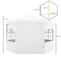 Outsunny 3.9M Outdoor Gazebo Canopy Party Tent With 6 Removable Side Walls - thumbnail 3