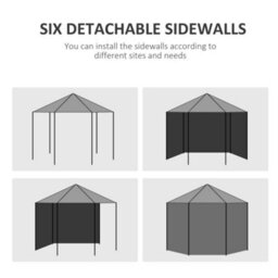 Outsunny 3.9M Outdoor Gazebo Canopy Party Tent With 6 Removable Side Walls - thumbnail 7