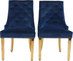 Hygrad Built to Survive Set Of 2 Dining Chairs With Gold Metal Legs, Velvet Upholstered Armless Chair Back Ring Pull, Luxury Kitchen Chairs - thumbnail 4