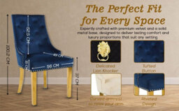 Hygrad Built to Survive Set Of 2 Dining Chairs With Gold Metal Legs, Velvet Upholstered Armless Chair Back Ring Pull, Luxury Kitchen Chairs - thumbnail 2