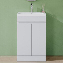 AVER-GROWTH 500mm Vanity Unit With Basin High Gloss White Ceramic Sink Floor Standing Bathroom Storage Cabinet Soft Close Hinges 2 Doors - thumbnail 6