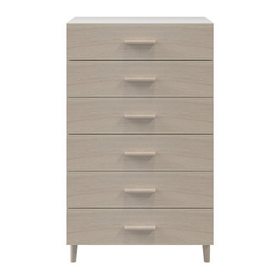 GoodHome Atomia Freestanding Matt White Oak Effect 6 Drawer Chest Of Drawers (H)1125mm (W)750mm (D)450mm - image 1