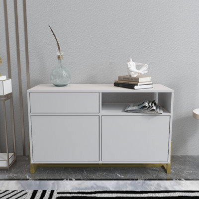 Decorotika - Utopia Sideboard 3 Cabinets And One Shelf Metal Legs - image 1
