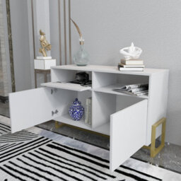 Decorotika - Utopia Sideboard 3 Cabinets And One Shelf Metal Legs - thumbnail 6