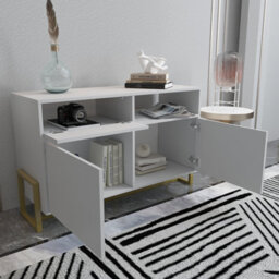 Decorotika - Utopia Sideboard 3 Cabinets And One Shelf Metal Legs - thumbnail 4