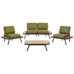 Beliani Garden Lounge Set With Table 4 Seater Minozzo Certified Acacia Wood Olive Green - thumbnail 1