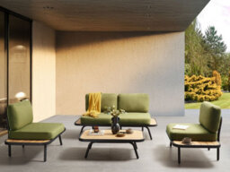 Beliani Garden Lounge Set With Table 4 Seater Minozzo Certified Acacia Wood Olive Green - thumbnail 2