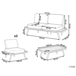 Beliani Garden Lounge Set With Table 4 Seater Minozzo Certified Acacia Wood Olive Green - thumbnail 3