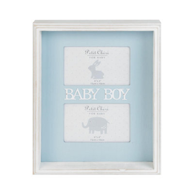 "Petit Cheri Double Box Photo Frame 6X4"" - Baby Boy" - image 1