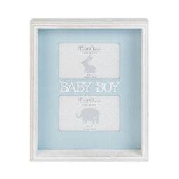 "Petit Cheri Double Box Photo Frame 6X4"" - Baby Boy" - thumbnail 1
