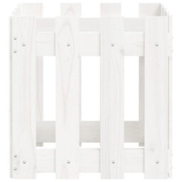 Berkfield Garden Planter With Fence Design White 40X40X40 Cm Solid Wood Pine - thumbnail 6