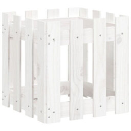 Berkfield Garden Planter With Fence Design White 40X40X40 Cm Solid Wood Pine - thumbnail 2