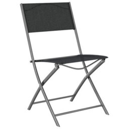Berkfield Modern Garden Dining Set Folding 5 Pcs Black Textilene And Steel - thumbnail 6